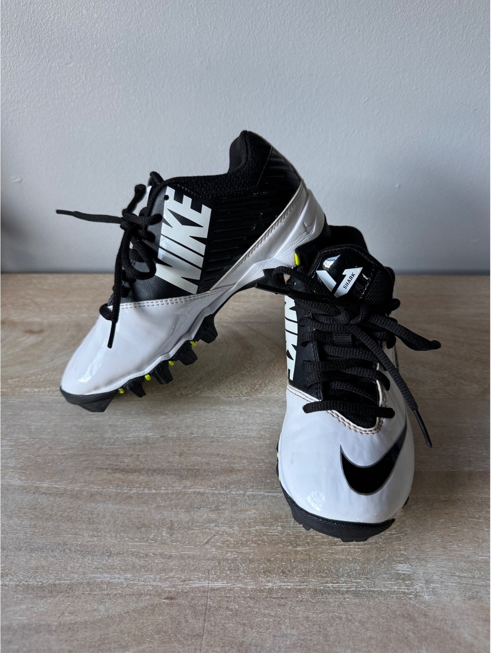 Nike Vapor Shark Youth Football Cleats Size 1.5Y Black White
